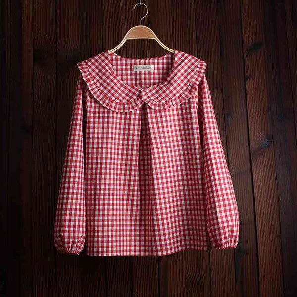 fashion spring autumn comfortable women shirts plaid peter pan collar sweet ruffled pleated blouses a79, White
fashion spring autumn comfortable women shirts plaid peter pan collar sweet ruffled pleated blouses a79, White