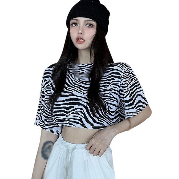 women's t-shirt summer arrival korean style tee net red retro stripe print round neck short short-sleeve, White
women's t-shirt summer arrival korean style tee net red retro stripe print round neck short short-sleeve, White