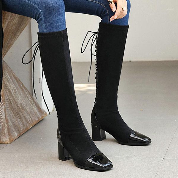 boots 2021 lady spring autumn stitching faux suede knee high fashion cross tied square toe knight zipper winter shoes1, Black
boots 2021 lady spring autumn stitching faux suede knee high fashion cross tied square toe knight zipper winter shoes1, Black