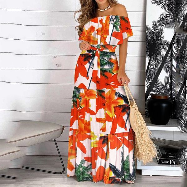 casual dresses women summer elegant strapless vestidos fashion leopard robe print long dress ruffle maxi sundress bohemian, Black;gray
casual dresses women summer elegant strapless vestidos fashion leopard robe print long dress ruffle maxi sundress bohemian, Black;gray