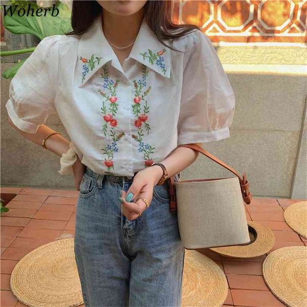 florals embroidery elegance blouse korean chic ol lady girls summer all match shirts fashion blusas 210519, White
florals embroidery elegance blouse korean chic ol lady girls summer all match shirts fashion blusas 210519, White