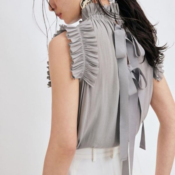 women's blouses & shirts ruched stand collar design elegant blouse women back lace up chic drape summer office wear sleeveless with ca, White
women's blouses & shirts ruched stand collar design elegant blouse women back lace up chic drape summer office wear sleeveless with ca, White
