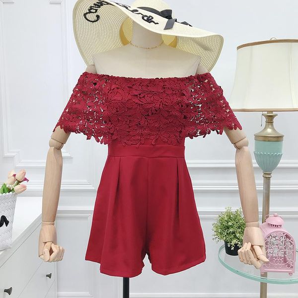 women's jumpsuits & rompers women summer lace hollow out horizontal neck playsuits fashion loose wide leg pants female waisted slim zx3, Black;white
women's jumpsuits & rompers women summer lace hollow out horizontal neck playsuits fashion loose wide leg pants female waisted slim zx3, Black;white