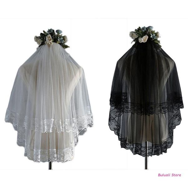 bridal veils 2 tier lace edge center veil with comb for wedding hen party accessories axyd, Black
bridal veils 2 tier lace edge center veil with comb for wedding hen party accessories axyd, Black