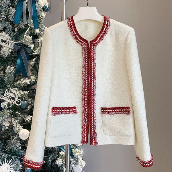 women's wool & blends chic spring 2021 ol elegant tweed coat 40%wool o-neck jackets b947, Black
women's wool & blends chic spring 2021 ol elegant tweed coat 40%wool o-neck jackets b947, Black