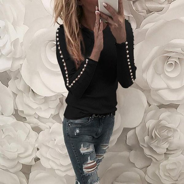 women's blouses & shirts women beaded long sleeve blouse 2021 est ladies crew neck casual jumper pullover femme slim hollow out, White
women's blouses & shirts women beaded long sleeve blouse 2021 est ladies crew neck casual jumper pullover femme slim hollow out, White