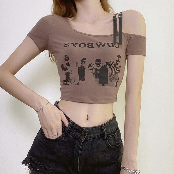 women's t-shirt fashion trend 2021 summer products women clothing street print strapless drop, White
women's t-shirt fashion trend 2021 summer products women clothing street print strapless drop, White