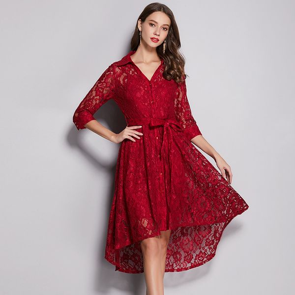 big yards dresses large v-ne suit fashion fattening red lace 200kg