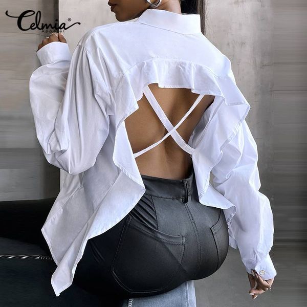 blouses celmia backless hollow out ruffles blouses women 2021 fashion casual buttons lapel solid shirt spring long sleeve 5xl 7, White
blouses celmia backless hollow out ruffles blouses women 2021 fashion casual buttons lapel solid shirt spring long sleeve 5xl 7, White