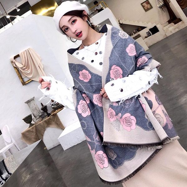 scarves 2021 flower print winter cashmere scarf women warm shawls and wraps brand designer long thick ponchos capes, Blue;gray
scarves 2021 flower print winter cashmere scarf women warm shawls and wraps brand designer long thick ponchos capes, Blue;gray
