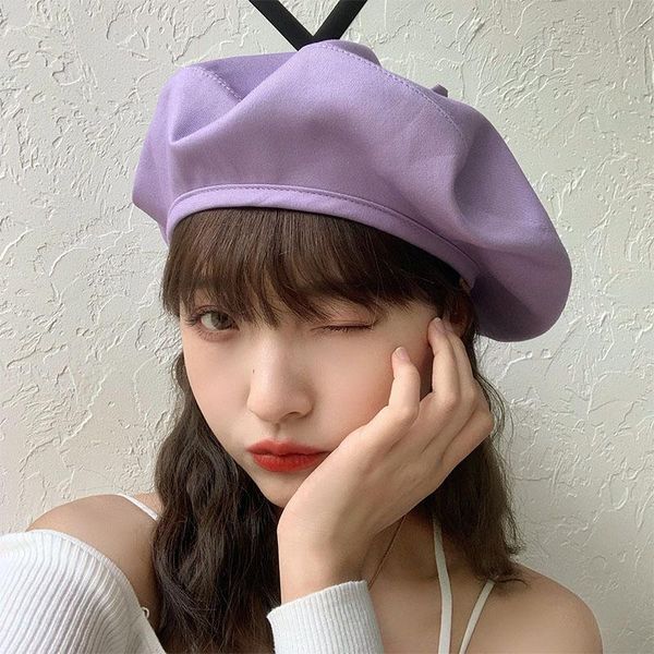 berets fashion solid color beret women cotton spring and summer painter cap korean version japanese british retro, Blue;gray
berets fashion solid color beret women cotton spring and summer painter cap korean version japanese british retro, Blue;gray