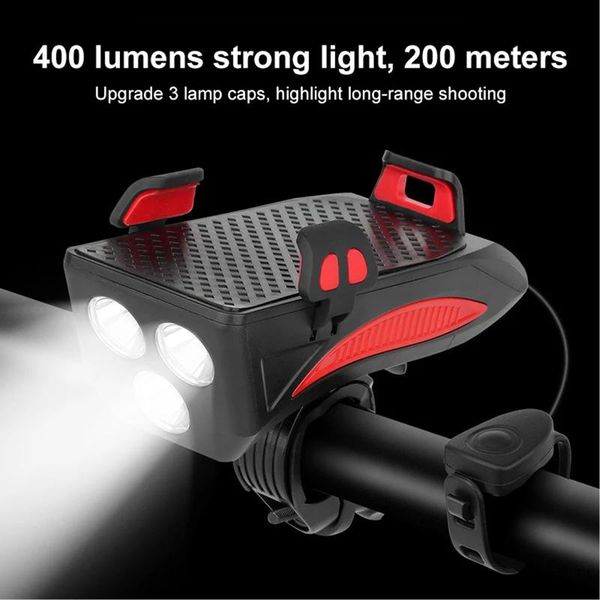 in 1 waterproof usb charging bicycle headlight bike front light with horn phone holder ultra-large battery capacity lights
in 1 waterproof usb charging bicycle headlight bike front light with horn phone holder ultra-large battery capacity lights
