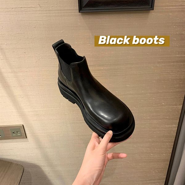leather martin women's british spring and autumn single 2021 thick soled raised short chelsea boots, Black
leather martin women's british spring and autumn single 2021 thick soled raised short chelsea boots, Black