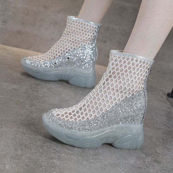 gauze boots children's summer breathable net thick bottom inside high short women's hollow cool, Black
gauze boots children's summer breathable net thick bottom inside high short women's hollow cool, Black