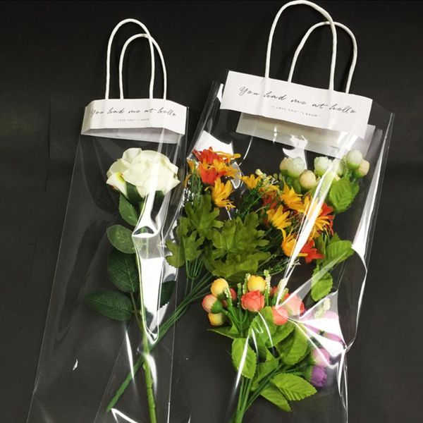 gift wrap creative portable florist decoration long tote clear bag flower bouquet transparent collocation packaging
gift wrap creative portable florist decoration long tote clear bag flower bouquet transparent collocation packaging