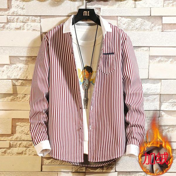 men's casual shirts winter shirt plus velvet thickening slim fit fashion striped long-sleeved social business male clothes, White;black
men's casual shirts winter shirt plus velvet thickening slim fit fashion striped long-sleeved social business male clothes, White;black