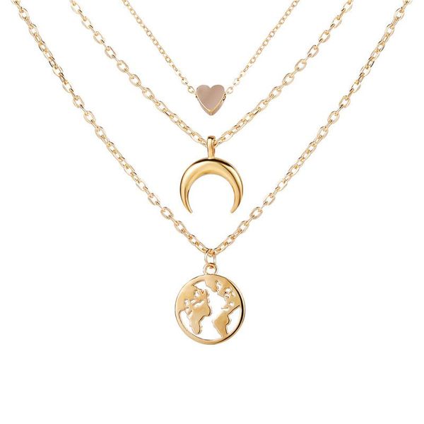 heart moon pendant necklace for women multi-layer gold color chain necklaces bohemian style fashion jewelry, Silver
heart moon pendant necklace for women multi-layer gold color chain necklaces bohemian style fashion jewelry, Silver
