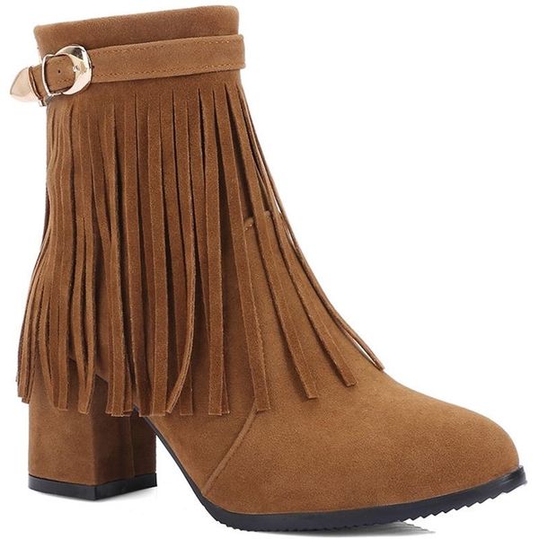 boots tassel women's belt buckle frosted 40-48 high heel thick, Black
boots tassel women's belt buckle frosted 40-48 high heel thick, Black