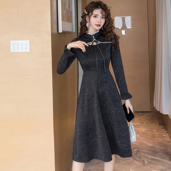 Spring autumn out formal temperamental quality Chinese beautiful black elegant long-to-line dress, Black;gray
Spring autumn out formal temperamental quality Chinese beautiful black elegant long-to-line dress, Black;gray