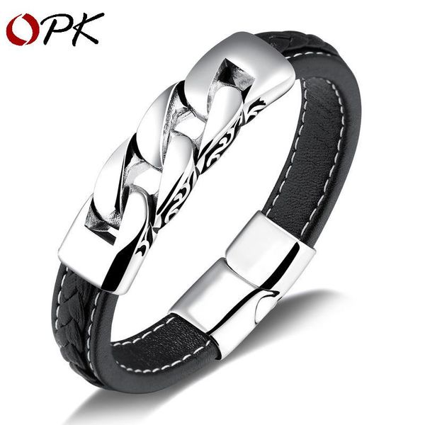 exquisite jewelry hand decoration titanium steel men's leather bracelet punk style fashion link, chain, Black
exquisite jewelry hand decoration titanium steel men's leather bracelet punk style fashion link, chain, Black