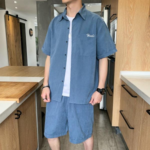 men's tracksuits summer korean style solid color set clothing teen trend harajuk short sleeve shirt+knee-length pants two-piece suit, Gray
men's tracksuits summer korean style solid color set clothing teen trend harajuk short sleeve shirt+knee-length pants two-piece suit, Gray