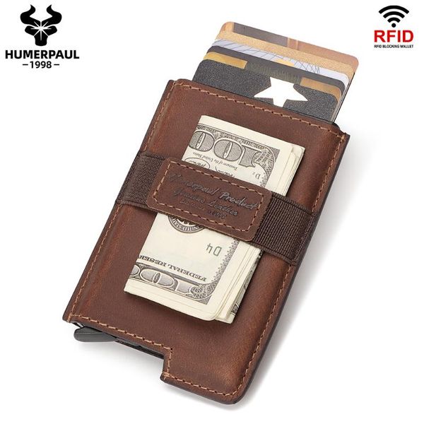 card holders leather holder slim aluminum men's wallet elasticity back pouch mini rfid wallets automatic up bank case, Brown;gray
card holders leather holder slim aluminum men's wallet elasticity back pouch mini rfid wallets automatic up bank case, Brown;gray
