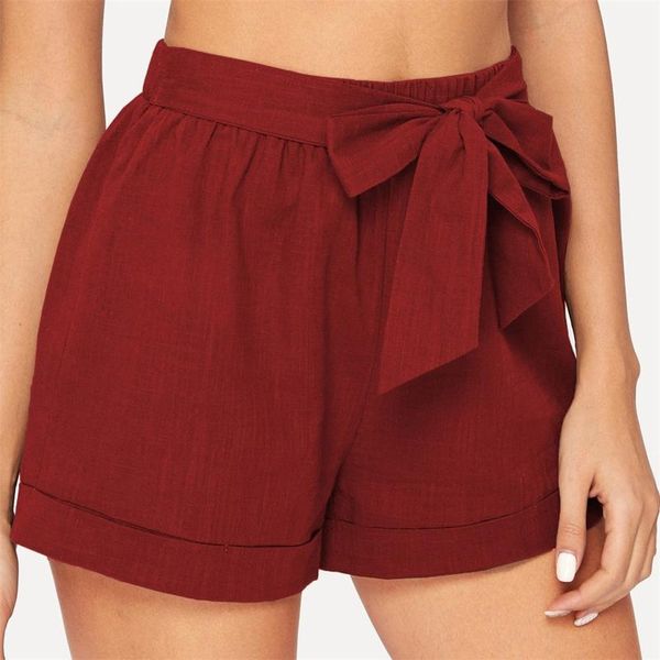 women's shorts 2021 women summer casual tie waist rolled hem short femme fitness loose pantalones cortos de mujer, White;black
women's shorts 2021 women summer casual tie waist rolled hem short femme fitness loose pantalones cortos de mujer, White;black
