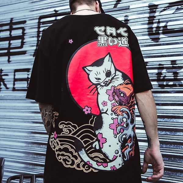 japanese ukiyo cat printed women mens summer streetwear spoof short sleeve tees hip hop casual tshirts, White;black
japanese ukiyo cat printed women mens summer streetwear spoof short sleeve tees hip hop casual tshirts, White;black