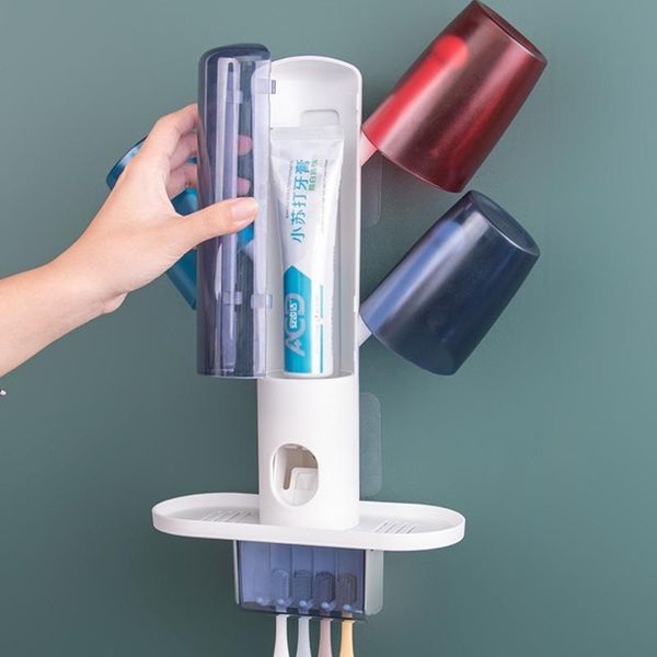 automatic toothpaste squeezer dispenser wall mount toothbrush holder with 4 cups storage rack bathroom accessories holders
automatic toothpaste squeezer dispenser wall mount toothbrush holder with 4 cups storage rack bathroom accessories holders