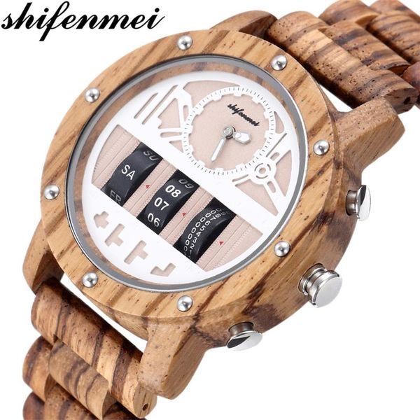wristwatches shifenmei wood watches mens 2021 quartz wooden drum watch male roller wristwatch relogio masculino, Slivery;brown
wristwatches shifenmei wood watches mens 2021 quartz wooden drum watch male roller wristwatch relogio masculino, Slivery;brown