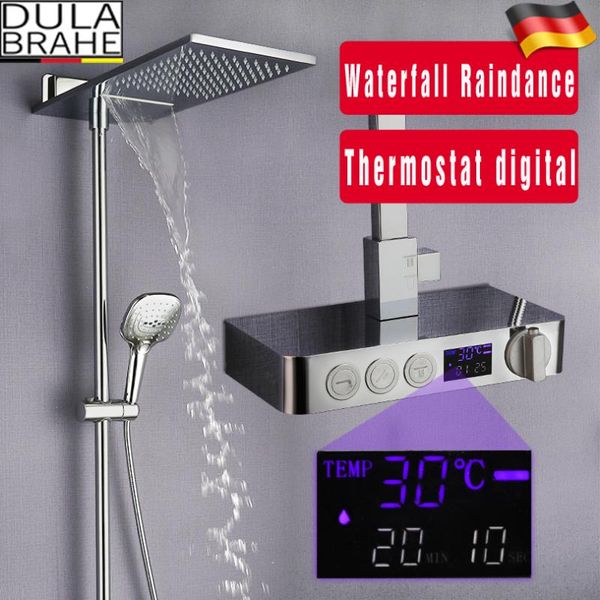 bathroom thermostat shower faucet set and cold mixer tap waterfall rain head chrome brass digital system sets
bathroom thermostat shower faucet set and cold mixer tap waterfall rain head chrome brass digital system sets