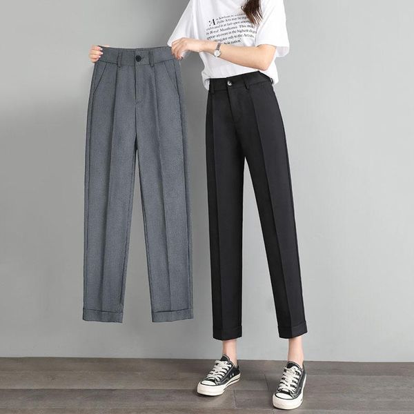 women's pants & capris 2021 women casual loose style straight suit high waist chic office ladies streetwear female trousers, Black;white
women's pants & capris 2021 women casual loose style straight suit high waist chic office ladies streetwear female trousers, Black;white