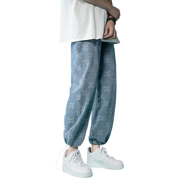 men's jeans young men students summer denim blue jacquard print handsome loose casual drawstring pants
men's jeans young men students summer denim blue jacquard print handsome loose casual drawstring pants