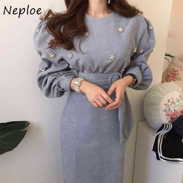 neploe chic beading flower lace up slim waist dresses korean elegant slim fit corduroy dress puff sleeve a-line vestidos 94449 210422, Black;gray
neploe chic beading flower lace up slim waist dresses korean elegant slim fit corduroy dress puff sleeve a-line vestidos 94449 210422, Black;gray