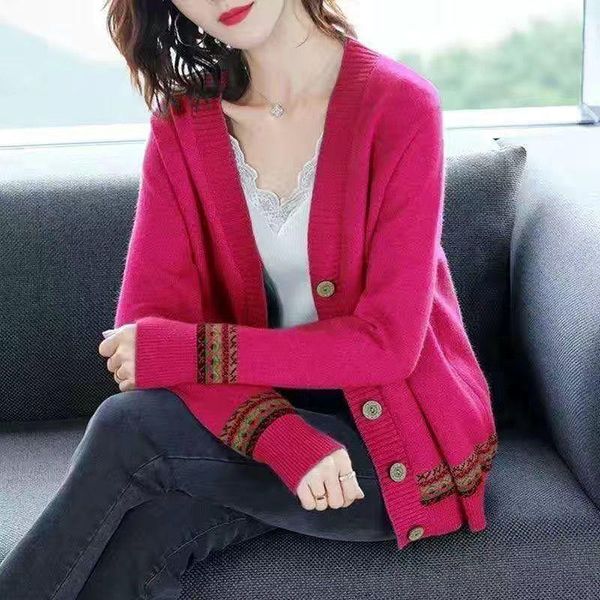 women's knits & tees plus size knitted sweater spring autumn v-neck long sleeve national style cardigan jacket loose, White
women's knits & tees plus size knitted sweater spring autumn v-neck long sleeve national style cardigan jacket loose, White