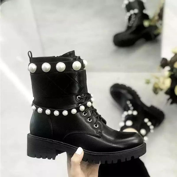 boots fashion women 2021 autumn winter pearl round toe lace-up female solid pu leather zipper punk motorcycles, Black
boots fashion women 2021 autumn winter pearl round toe lace-up female solid pu leather zipper punk motorcycles, Black