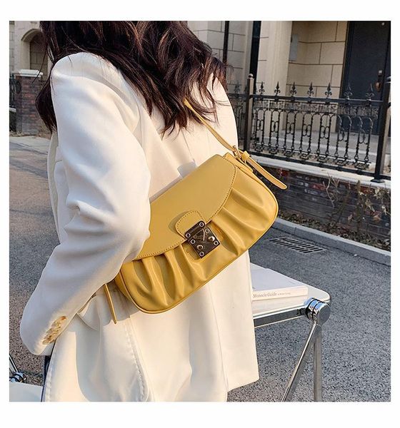 handbag textured shoulder bags 2021 trendy simple small women's casual folded underarm