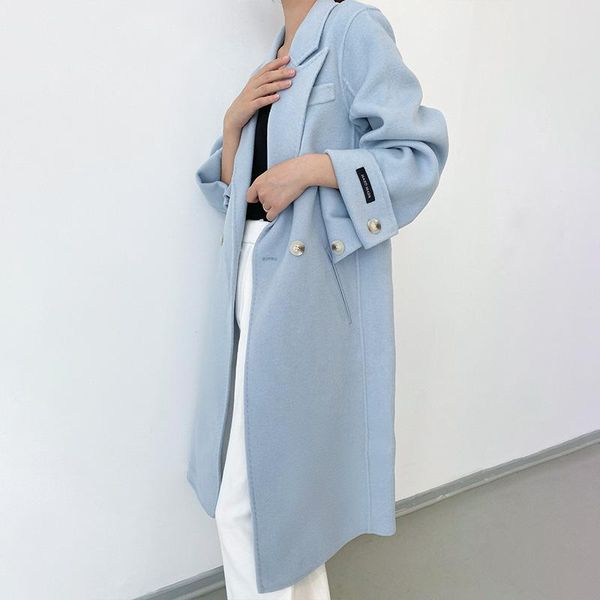 women's wool & blends mid-length turn-down collar double-breasted temperament casual real coat with pocket womens elegant fashion solid, Black
women's wool & blends mid-length turn-down collar double-breasted temperament casual real coat with pocket womens elegant fashion solid, Black