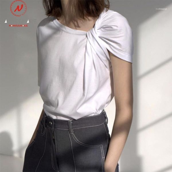 women's t-shirt fashion women summer solid color t-shirts kink irregular design o-neck short sleeve slim pullovers for streetwear1, White
women's t-shirt fashion women summer solid color t-shirts kink irregular design o-neck short sleeve slim pullovers for streetwear1, White