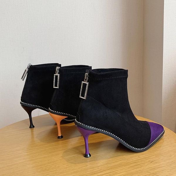 boots high heel diamond pointed toe women's ankle spring autumn fashion women shoes mixed colors suede zipper female short, Black
boots high heel diamond pointed toe women's ankle spring autumn fashion women shoes mixed colors suede zipper female short, Black