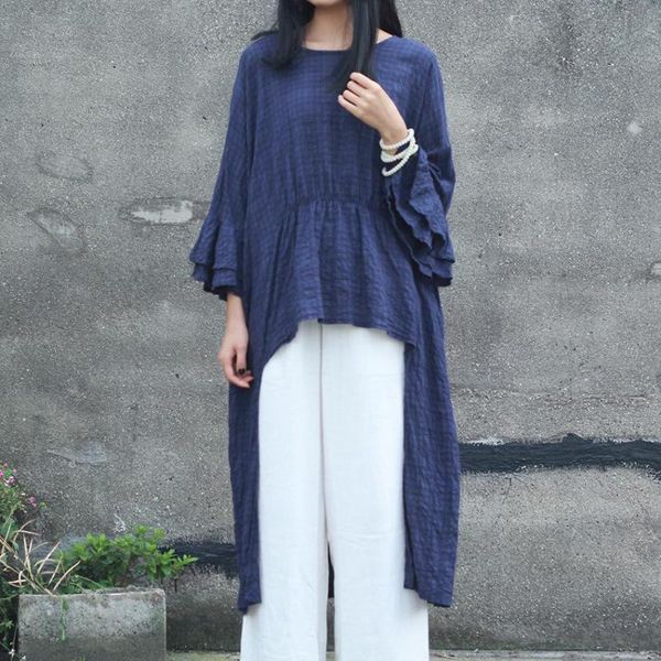 women's blouses & shirts johnature 2021 summer irregular cotton linen women casual o-neck solid color three quarter flare sleeve long, White
women's blouses & shirts johnature 2021 summer irregular cotton linen women casual o-neck solid color three quarter flare sleeve long, White