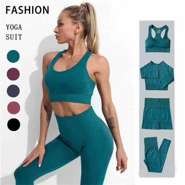 2/3/4pcs seamless yoga suit women high elasticity workout clothes fitness long sleeve waist leggings gym set 210802, Gray
2/3/4pcs seamless yoga suit women high elasticity workout clothes fitness long sleeve waist leggings gym set 210802, Gray