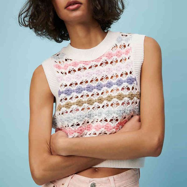 za women's knitted hollow out vest striped printed jumpers femmel sleeveless knitting vintage cropped o-neck clothes 210422, Black;white
za women's knitted hollow out vest striped printed jumpers femmel sleeveless knitting vintage cropped o-neck clothes 210422, Black;white