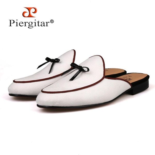 slippers piergitar brand white colors canvas men with black leather tie half designs men's loafers for party and prom plus size
slippers piergitar brand white colors canvas men with black leather tie half designs men's loafers for party and prom plus size