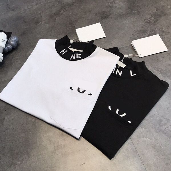 high version 21 spring and summer new fashion collar three-dimensional embroidery chest pocket simple casual short sleeve, White
high version 21 spring and summer new fashion collar three-dimensional embroidery chest pocket simple casual short sleeve, White
