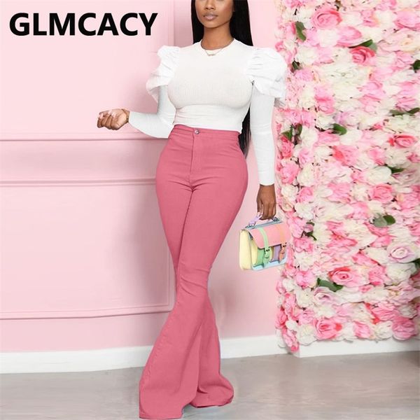 women casual solid puff sleeve shirt and flare pants chic sweet suits 210727, White
women casual solid puff sleeve shirt and flare pants chic sweet suits 210727, White