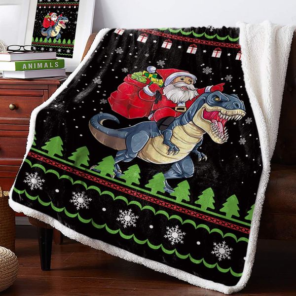 dinosaur and santa claus snowflakes sherpa flannel throw blankets thick reversible plush fleece blanket for bed couch sofa decor
dinosaur and santa claus snowflakes sherpa flannel throw blankets thick reversible plush fleece blanket for bed couch sofa decor