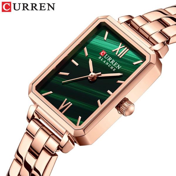 wristwatches curren elegant women's wrist watches classic rectangle dial light thin quartz wristwatch stainless steel clock, Slivery;brown 
wristwatches curren elegant women's wrist watches classic rectangle dial light thin quartz wristwatch stainless steel clock, Slivery;brown