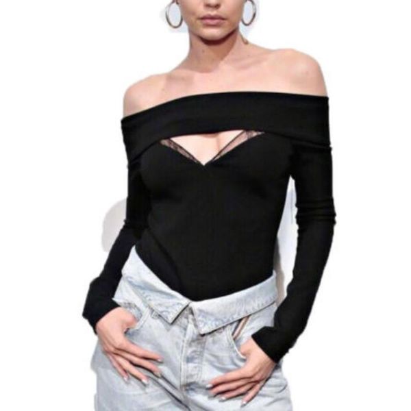 black women fashion long sleeve off shoulder slash neck backless casual blouse slime crop women's blouses & shirts, White
black women fashion long sleeve off shoulder slash neck backless casual blouse slime crop women's blouses & shirts, White