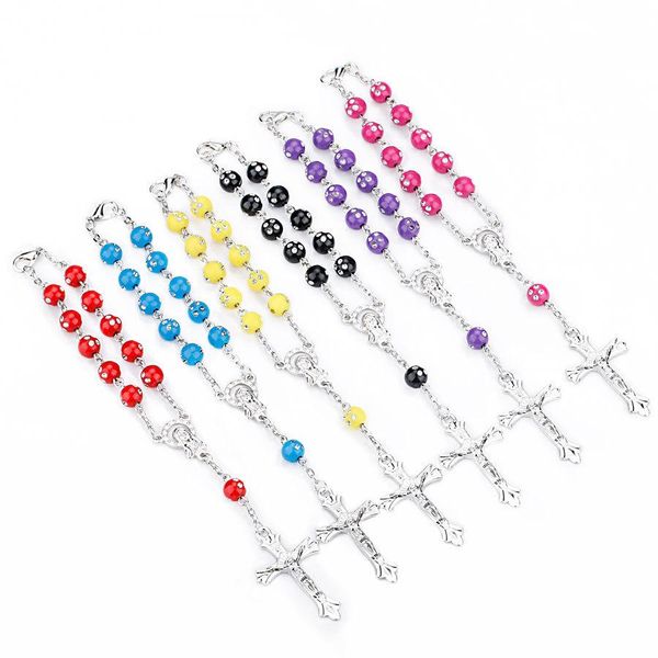 cross jesus bracelets bangle charm religious 8mm colorful acrylic bead rosary bracelet with pendant jewelry for women, Golden;silver
cross jesus bracelets bangle charm religious 8mm colorful acrylic bead rosary bracelet with pendant jewelry for women, Golden;silver